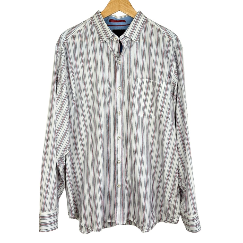 Tommy Bahama Mens Long Sleeve Striped Button Down Shirt Sz XL Preppy 100% Cotton